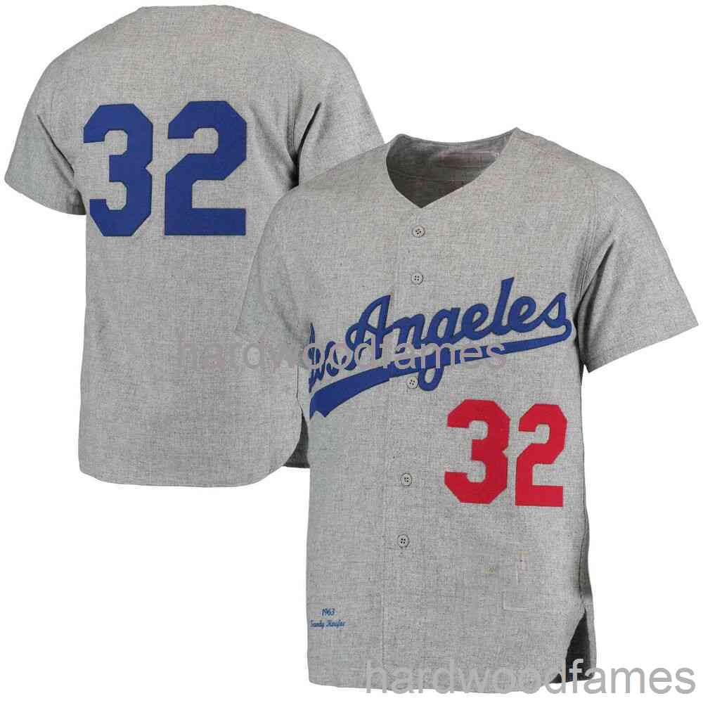 

Custom Sandy Koufax #32 Mitchell & Ness Gray 1963 Jersey Stitched Men Women Youth Kid Baseball Jersey XS-6XL, Grey