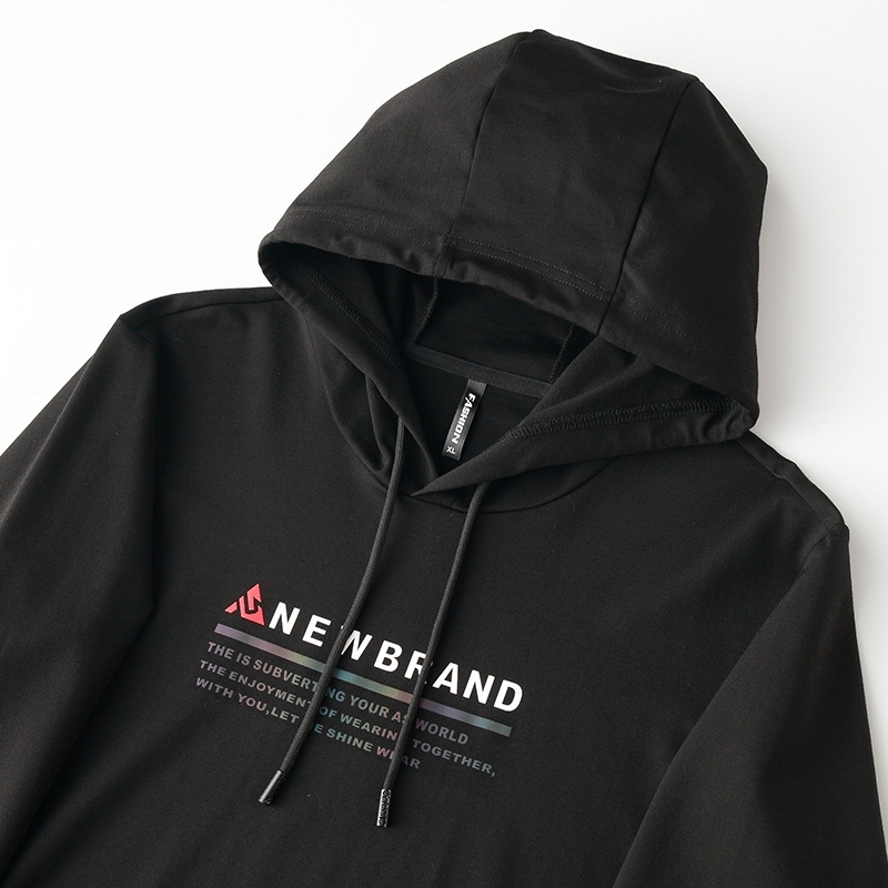 

Autumn new large men's loose casual fashion simple youth fattening oversized Hooded Sweater fat guy2021, Black