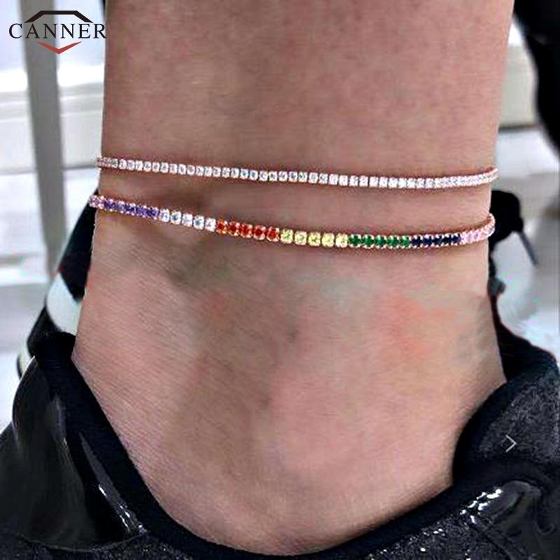 

Anklets Bohemian Colorful Zircon Beads For Women Gold Crystal Anklet Barefoot Sandals Beach Foot Chain Jewelry Leg Bracelet H40, Red;blue