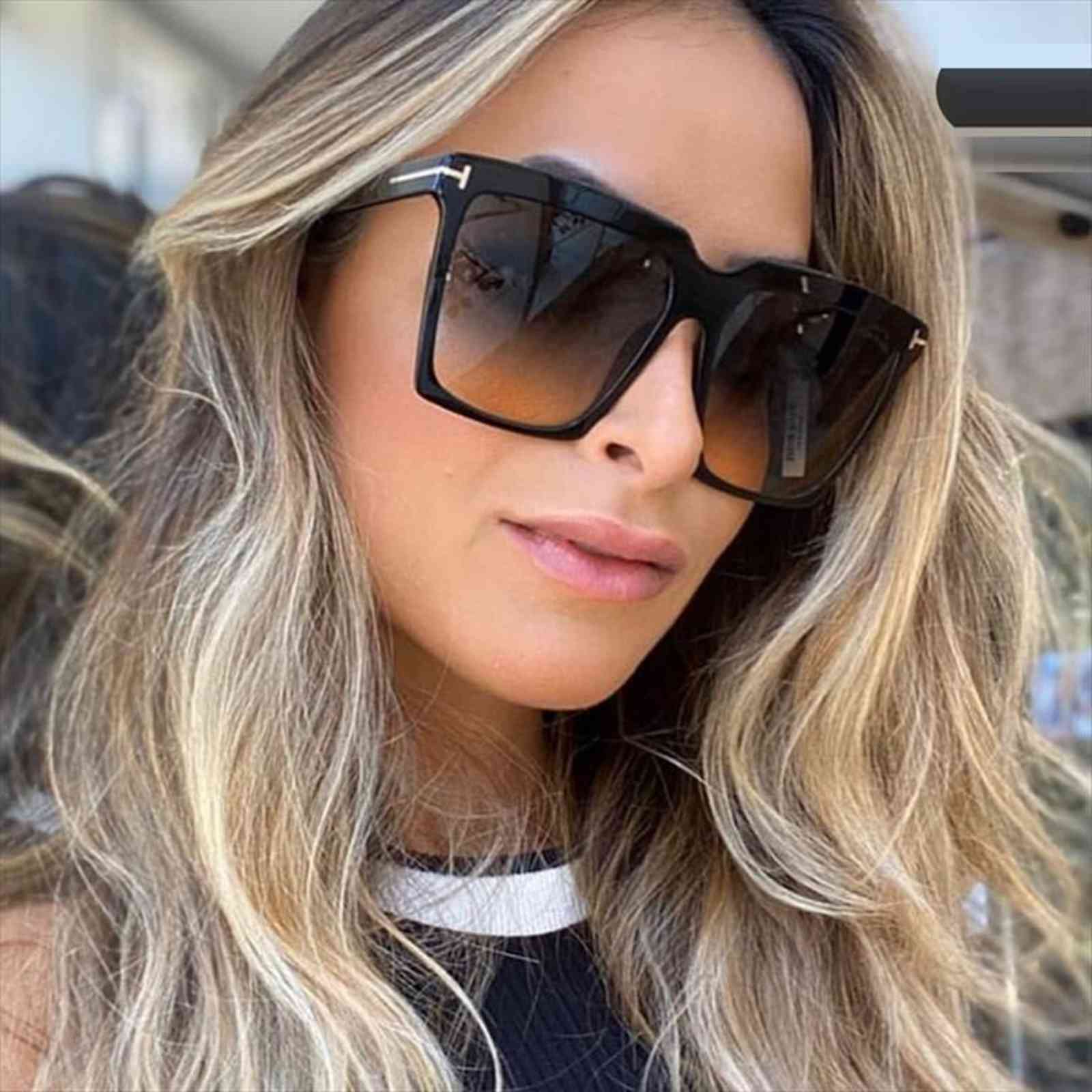 

Classic Tom Square Woman Sunglasses Fashion Big Frame Shades Cat Eye Vintage Oversized Sun Glasses Men Oculos Uv400