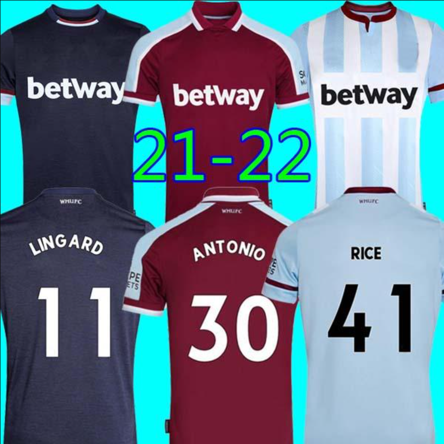 

21 22 West soccer jersey 2021 2022 LINGARD HAM ANDERSON RICE NOBLE football shirt men kit sets uniforms, Away+epl