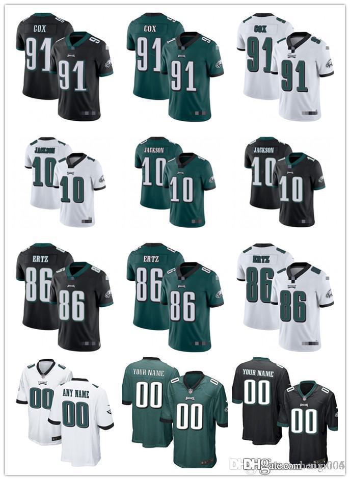 

Mens Womens Youth PhiladelphiaEagles10 DeSean Jackson 86 Zach Ertz 91 Fletcher Cox Black White Green Custom Football Jersey, Colour