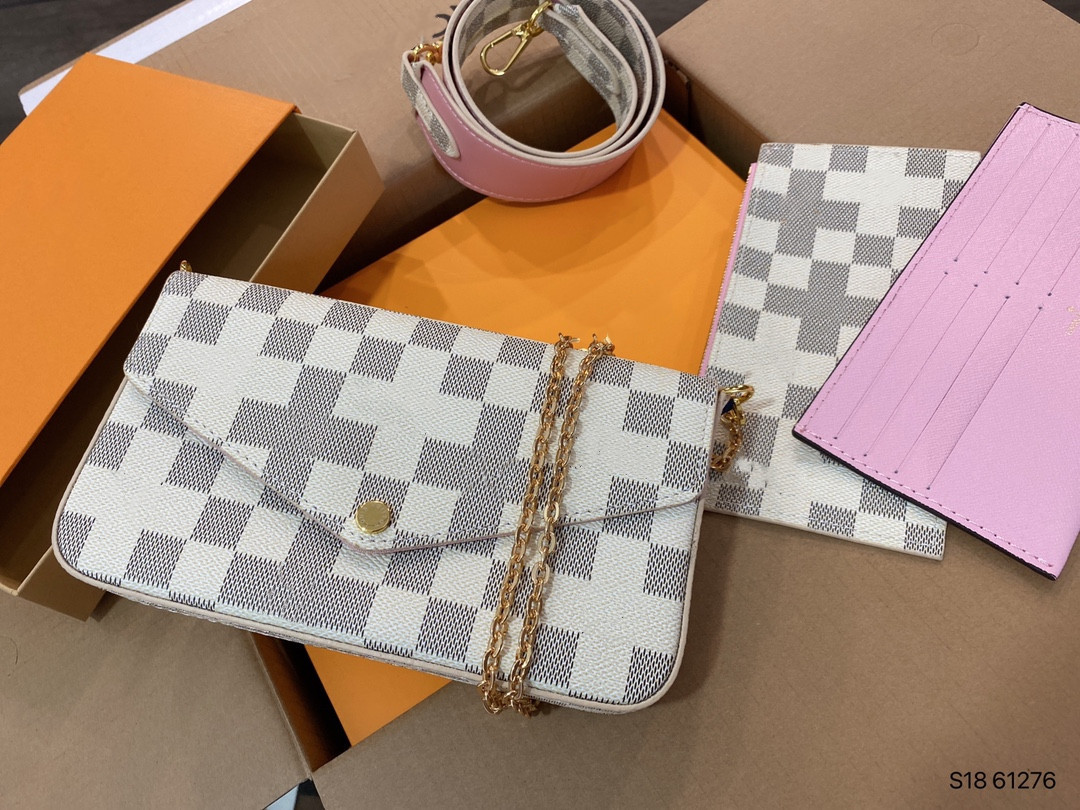 

Leather Small Wallet Fashion Bags Mini Coin Purse Zipper 3-piece Set Clutch