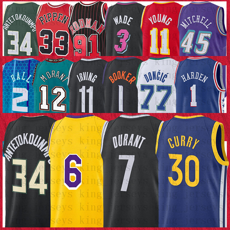 

Curry 7 Kevin 34 Giannis Durant Antetokounmpo Basketball Jerseys Rodman Ball 91 Dennis Pippen Tyler Jerseys Tatum Herro Ja Morant 30 Stephen 0 Jayson Booker Embiid, Men