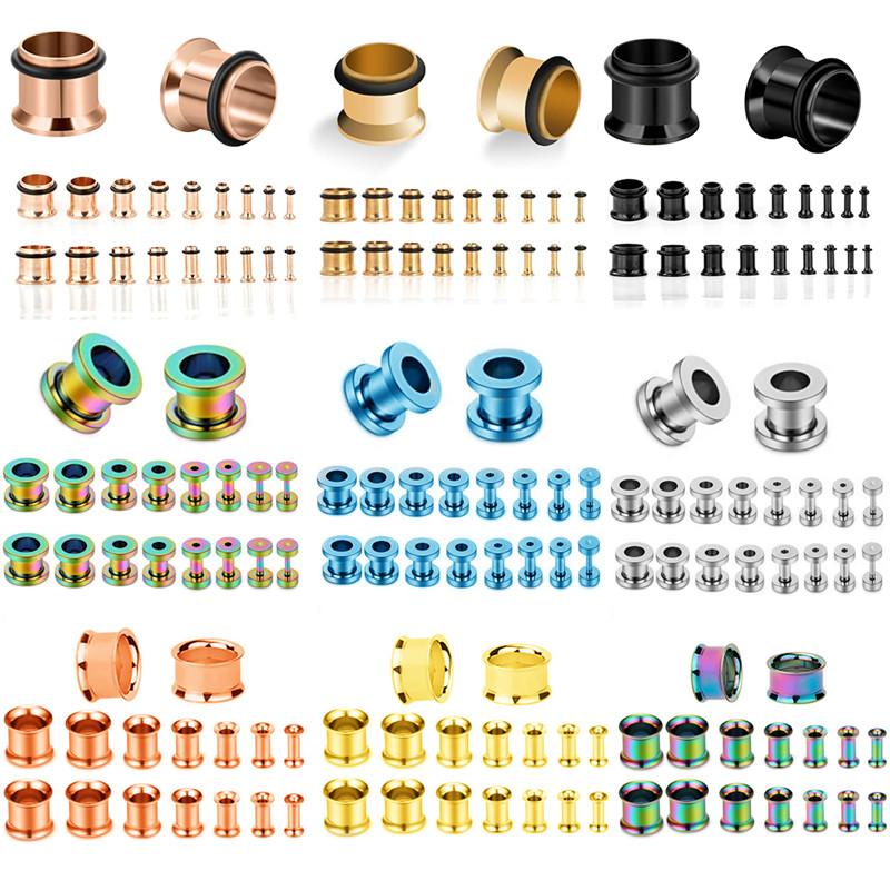 

Other 16/18PCS Stainless Steel Ear Stretching Kit Tunnel Screw Fit Gauge 14G-00G Set Starter Plug