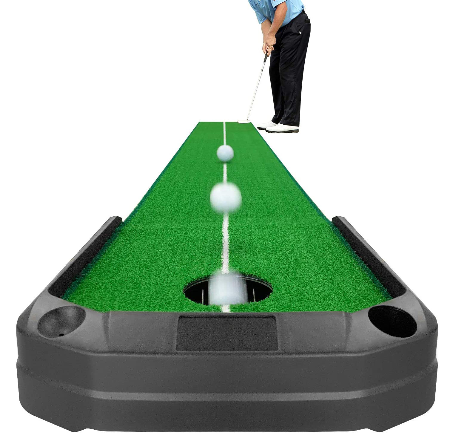

Golf Putting Green Mat Indoor and Outdoor Trainer with Auto Ball Return System for Gifts Game Home Backyard Office