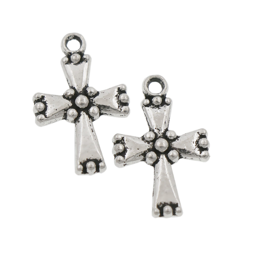 

Dots End Cross Charm Beads 13.8x21.3mm Tibetan Silver Religious Pendants L486 Jewelry Findings Components 240pcs/lot