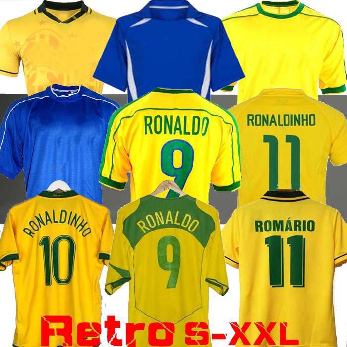 

Brasil retro soccer jerseys 1998 2002 shirts Carlos Romario Ronaldo Ronaldinho 2004 camisa de futebol 1994 BraziLS 2006 1982 RIVALDO ADRIANO, Black;yellow