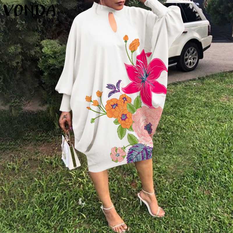 

Women Autumn Dress 2022 VONDA Beach Sundress Vintage Long Sleeve Printed Mdi Dress Casual Lapel Neck Party Vestidos Elegant Robe, Black