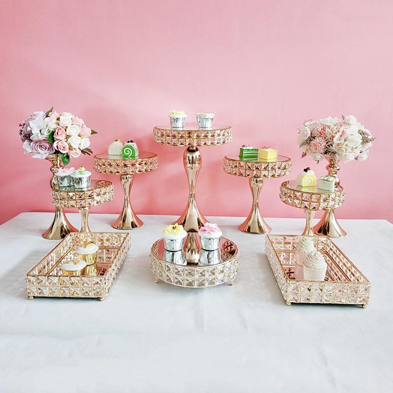 

Other Bakeware 7 11pcs Square Crystal Gold Color Wedding Party Cake Table