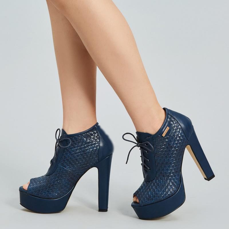 blue peep toe booties