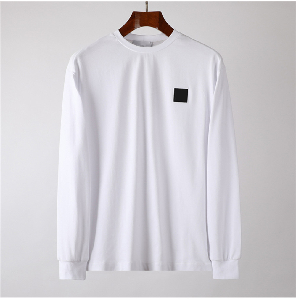 

Spring Autumn Men T-Shirts Long Sleeve TShirt Island Cotton Tee Round Neck Embroidery Stone Sweatshirt Streetwear Causal Base Shirt, White;black
