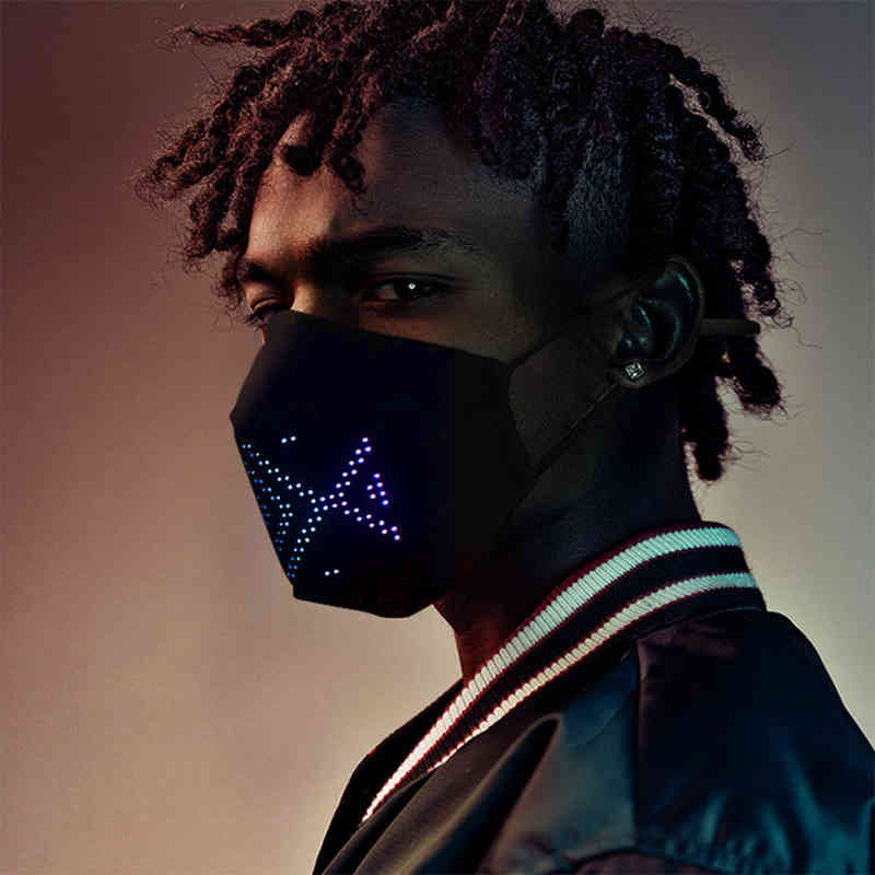 

Rave Party Christmas Voice Control Bluetooth Mask Dynamic Talking Faux Luminous Led Face Masks Breathable Rubber Elastic Tendon ZXFEB1322