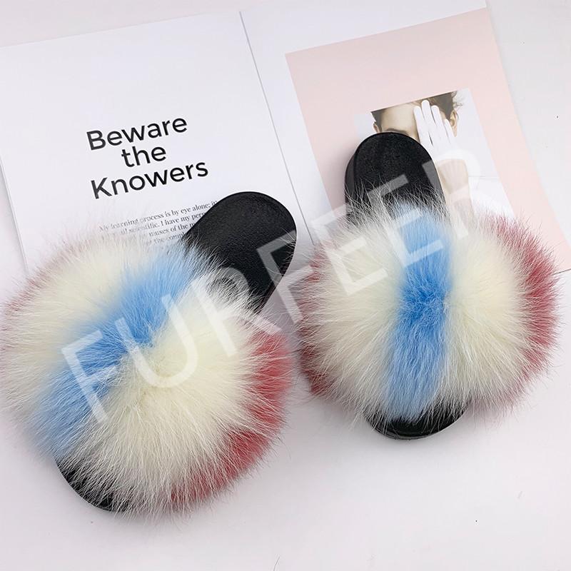 

Slippers Women's Winter Indoor Warm Fur Women Slides Cute Fluffy Furry Flip Flops Home Shoes Outside Plush Flat Sandals, Black