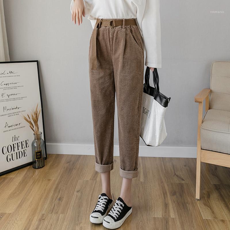 

Women's Pants & Capris Autumn Winter High Waist Corduroy Harem Women Plus Size Loose Black Long Velvet Trousers Sweatpants, Black;white