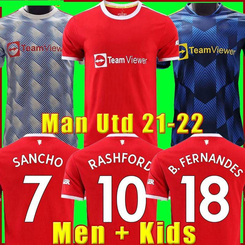 

2021 2022 Manchester united soccer jersey SANCHO POGBA CAVANI MARTIAL UTD VAN DE BEEK B. FERNANDES RASHFORD LINGARD GREENWOOD football shirt 21 22 man + kids kit, 21-22 men third+patch