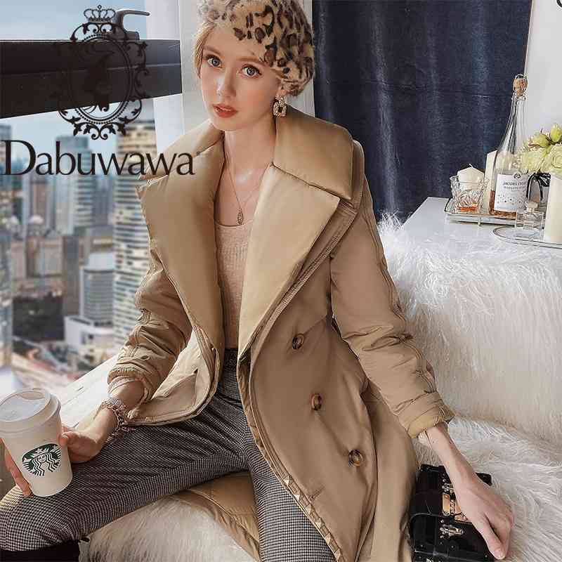 

Dauwawa Elegant 90% White Duck Down Coat Women Double Breasted Winter Warm Solid Long Down Coats Outfits Female DT1DDW012 210520, Khaki