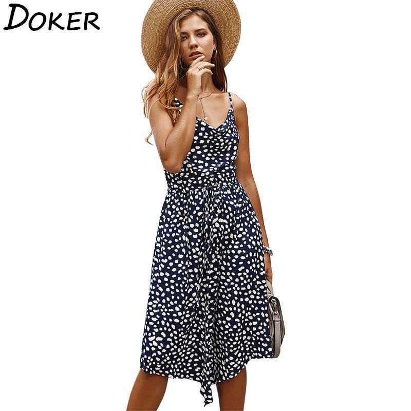 

Printed Strap Dresse Fashion Sexy V Neck Plus Size Female Casual Boho Beach Sleeveless Sundress Midi Dress Vestidos 210604, Orange
