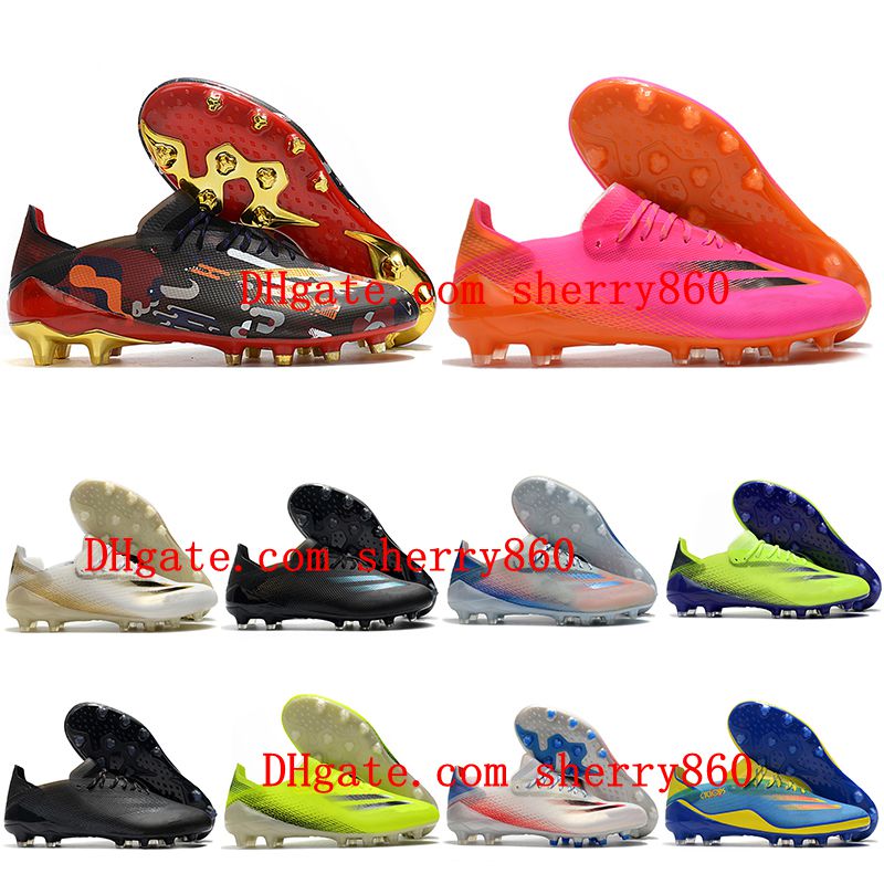 

2021 mens soccer shoes X GHOSTED.1 AG cleats Crampons de football boots Footwear White Metallic Gold Black, As picture 2
