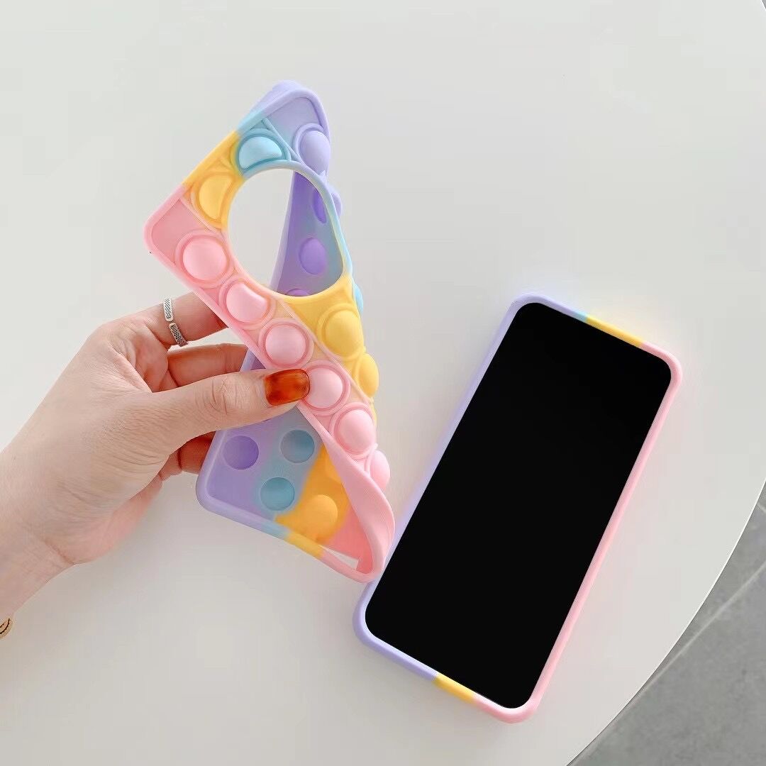 

3D Pop it fidget Rainbow Phone Cases For Samsung A71 A51 4G A32 5G A21 A20 A30 A50 A11 A12 A10E A01 Case Decompression Unique Soft Silicone Fashion Toy Cell Back Cover