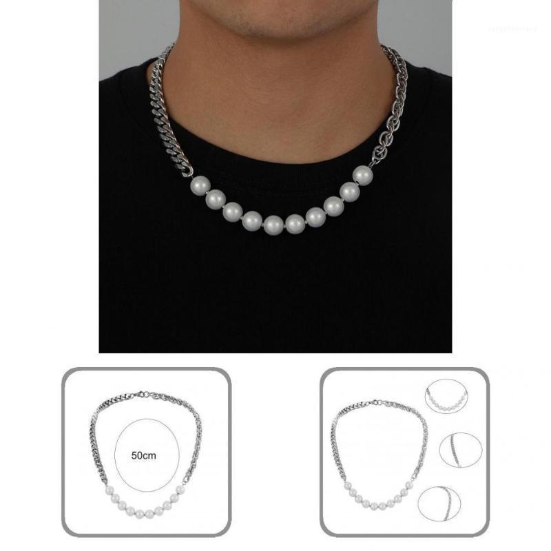 

Chains Men Necklace Polished Lobster Clip Lightweight Imitation Pearl Cool Link Chain