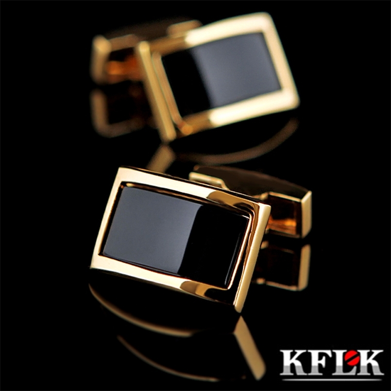 

KFLK shirt cufflinks for men's Brand cuff buttons Gold-color cuff links gemelos High Quality wedding abouras guests 211216