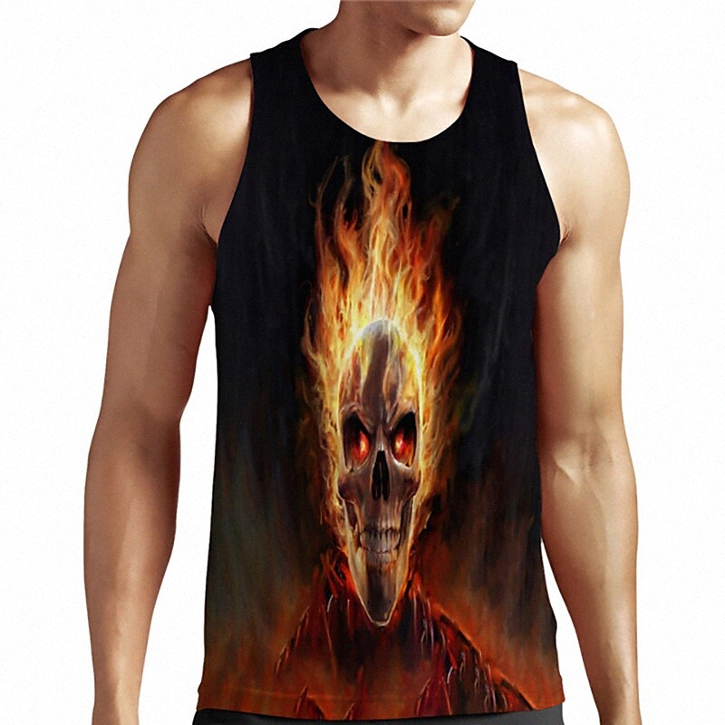 Men's Unisex Tank Top Undershirt 3D Print Graphic Prints Skull Plus Size Round Neck Casual Daily Print Sleeveless Tops Basic Designer Big and T