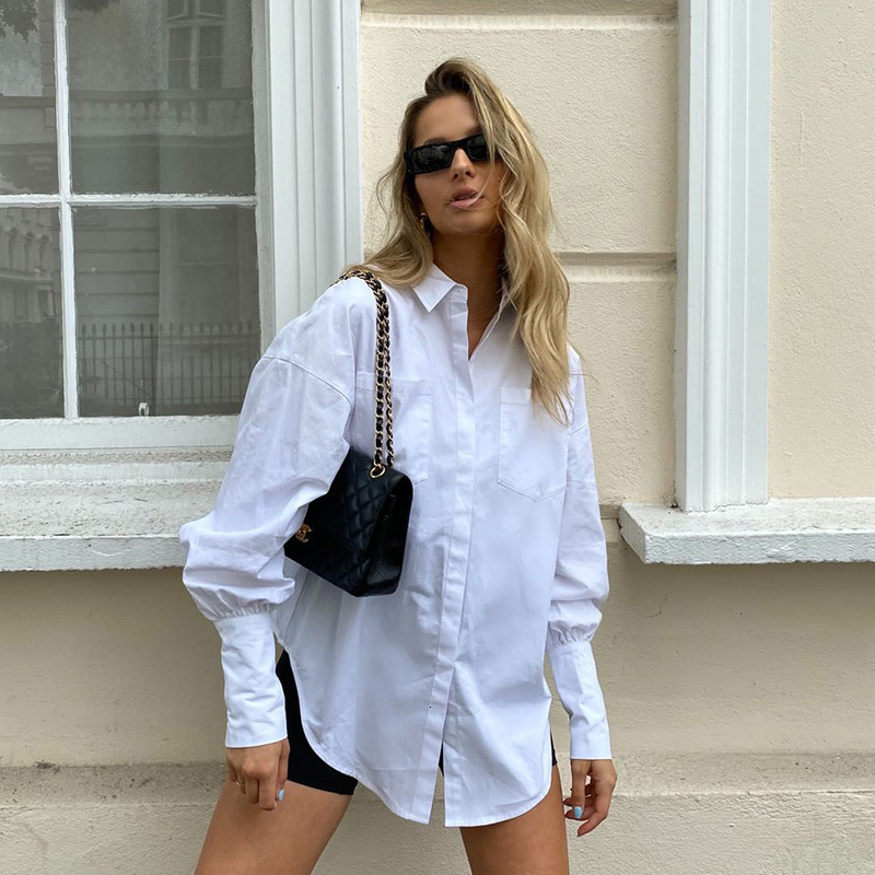 

Women's Tanks & Camis MosiMolly Baggy White Blouse Shirt Tops Women Large Blouses Oversize Loose Female Blusas 4UP3