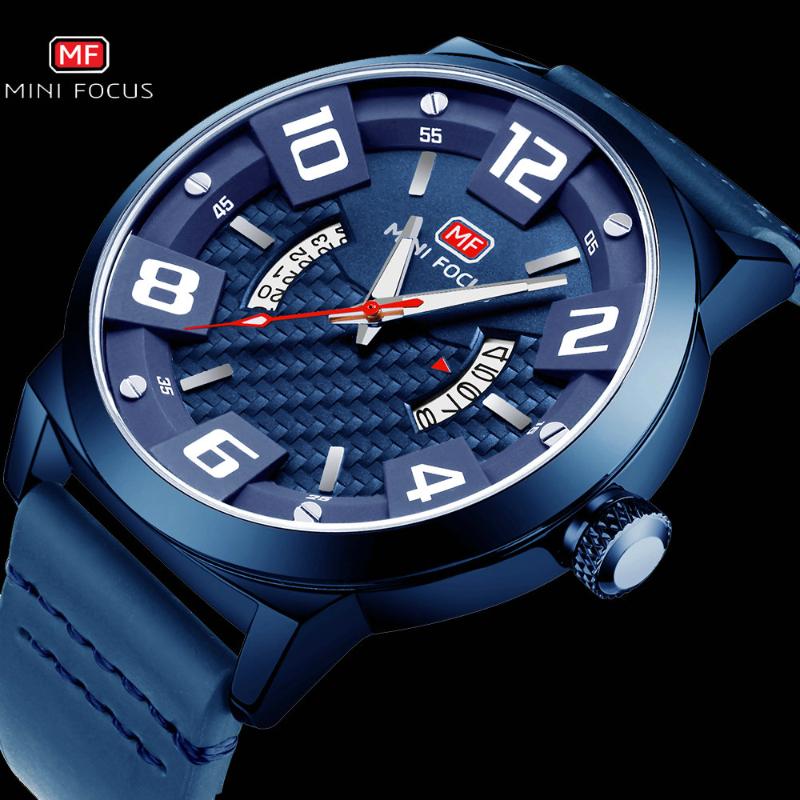 

Wristwatches MINI FOCUS Fashion Casual Mens Watches Top Marine Quartz Watch Waterproof 3D Bolt Design Calendar Relogio Masculin, All black