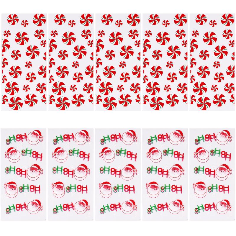 

Christmas Decorations 200pcs Transparent Cookie Packing Bags Candy Pouches (Assorted Color)
