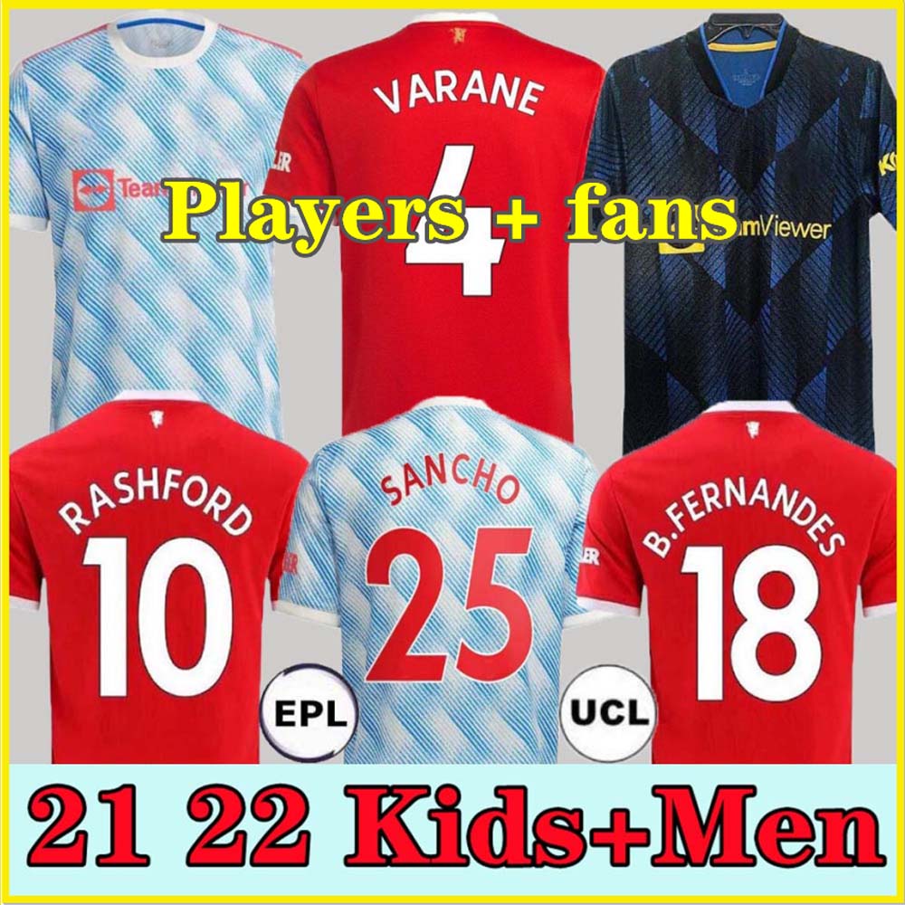 

Manchester soccer jersey 2021 2022 UNITED SANCHO POGBA CAVANI MARTIAL VAN DE BEEK B. FERNANDES RASHFORD LINGARD GREENWOOD football shirt 21 22 man + kids kit, 21 21 away kids size: