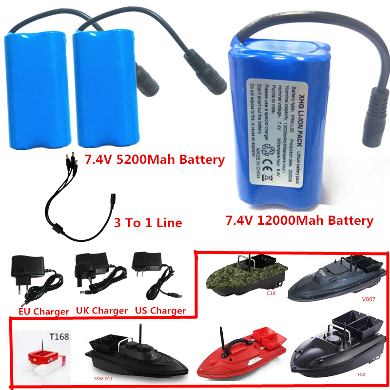 

T168 2011-5 T188 T888 V007 And So On RC Fishing Bait Boat Smart RC Bait Boat Parts 12000Mah 5200Mah Battery Charger 3To1 Line