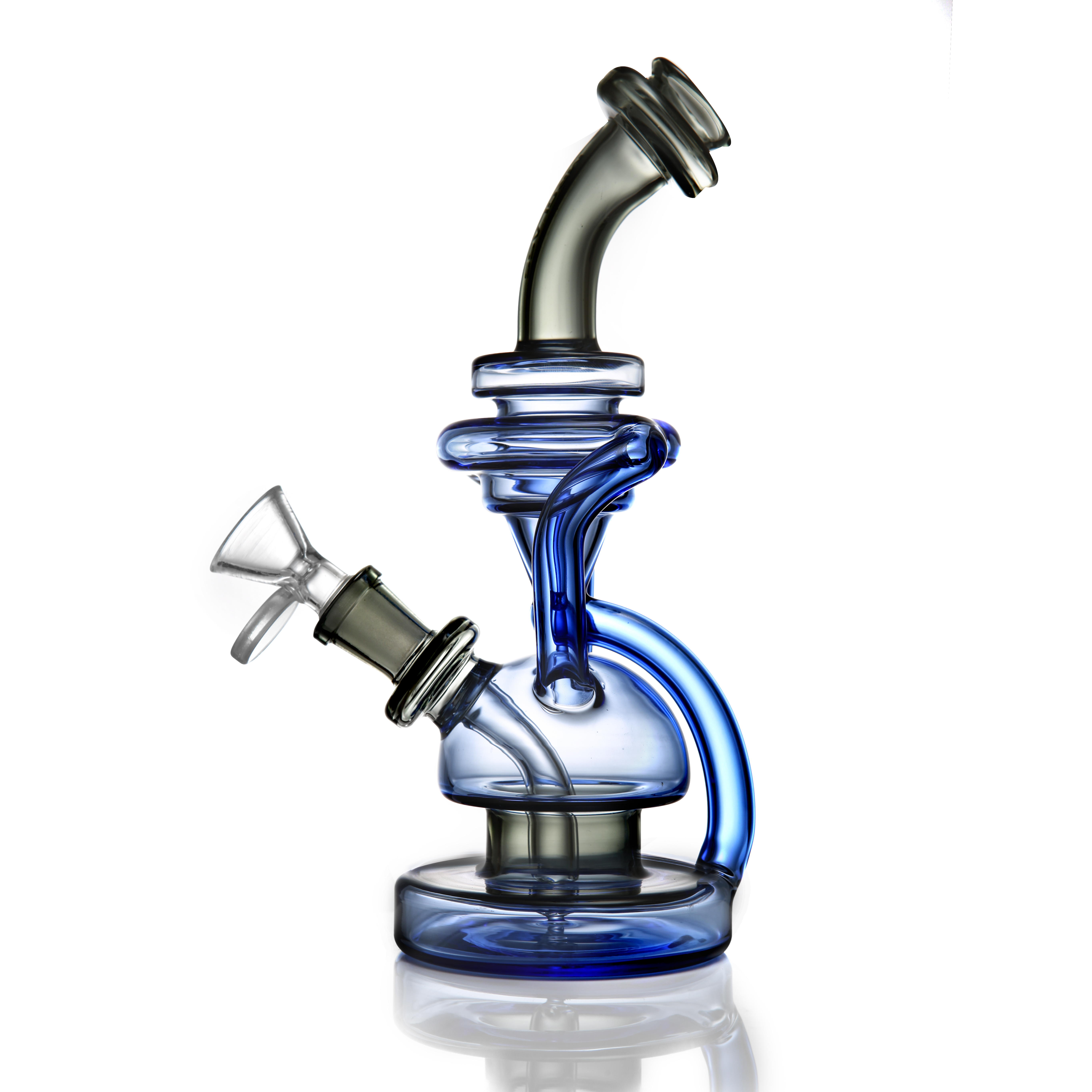 

Glass bong water pipe hookah 2022 latest design 8.7 inches blue surround backwater recycler bongs dab rig for smoking with 14mm female bowl joint