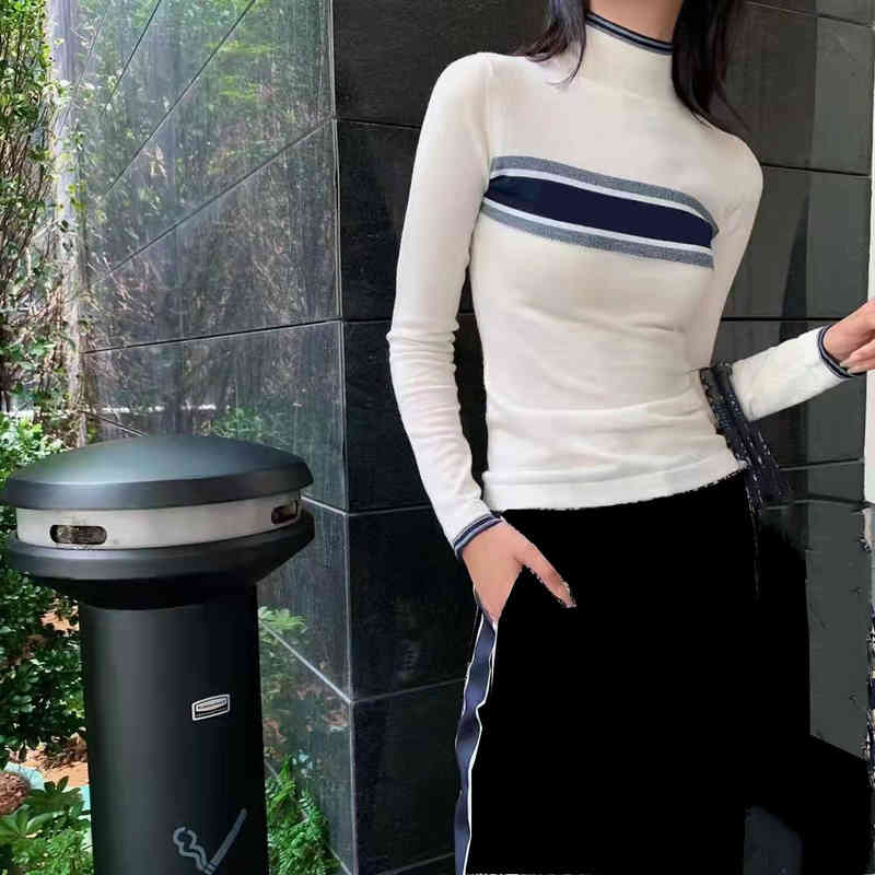 

Women's Blouses & Shirts Lady With High Neck Sweaters Wool Knits Women Slim Style Letters Embroidery Sweatshirts For Spring Autumn Fashion Knit MZB0, White