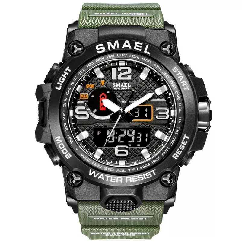 

SMAEL Brand Fashion Men Sports Watches Men Analog Quartz Clock Military Watch Male Watch Men's 1545 relog masculino 220113, 1545d army green