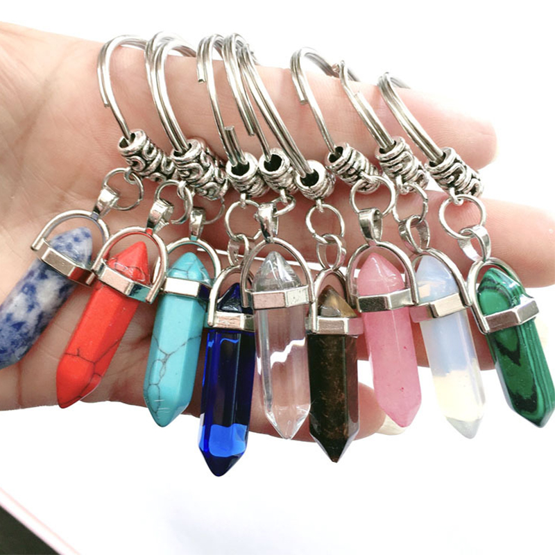 

Natural Stone Keychain Women Keyring Fashion Keyholder Boho Jewelry Car Key Ring