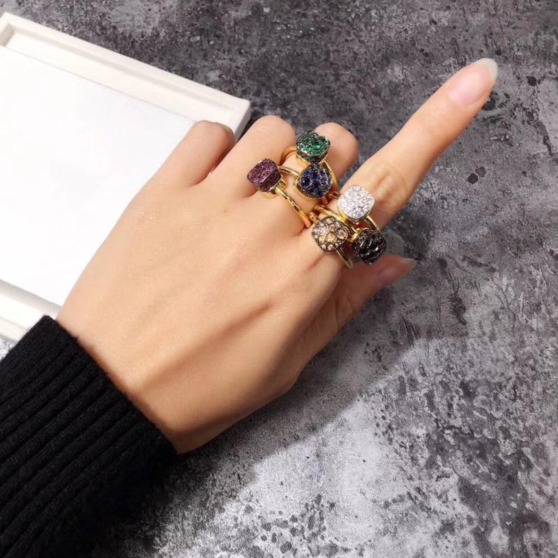 

Cluster Rings 2021 Designer Most Fashion Brand Candy Stone Ring For Women Luxury Rose Gold 585 Silver Color Jewelry Mix Your Own Style Bijou