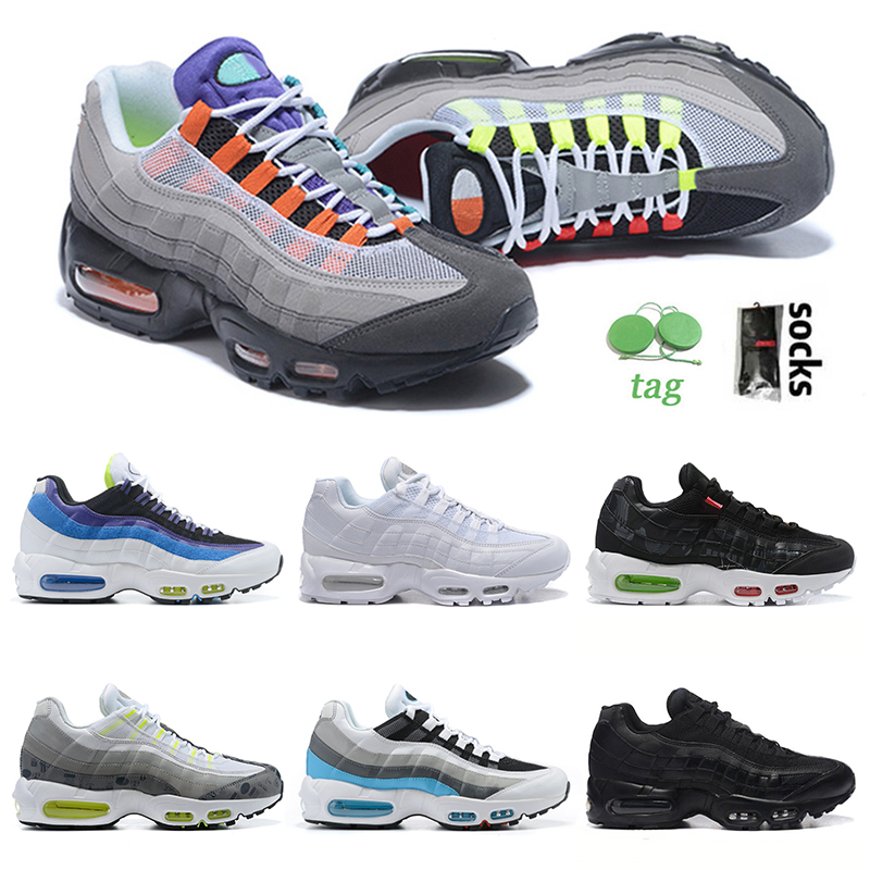 

2021 Top Air Max 95 95s Running Shoes AirMax Cushions Mens Women Greedy Triple White World Black Chlorine Blue Neon Midnight Navy Blue Sports Sneakers Trainers Size 12, 40-46 3