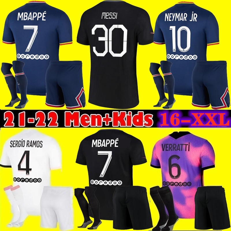 

MESSI 30 MBAPPE HAKIMI SERGIO RAMOS WIJNALDUM soccer jerseys 21 22 ICARDI Maillots football kit 2021 2022 VERRATTI Fourth shirt Men kids uniforms maillot de foot, Fourth kids