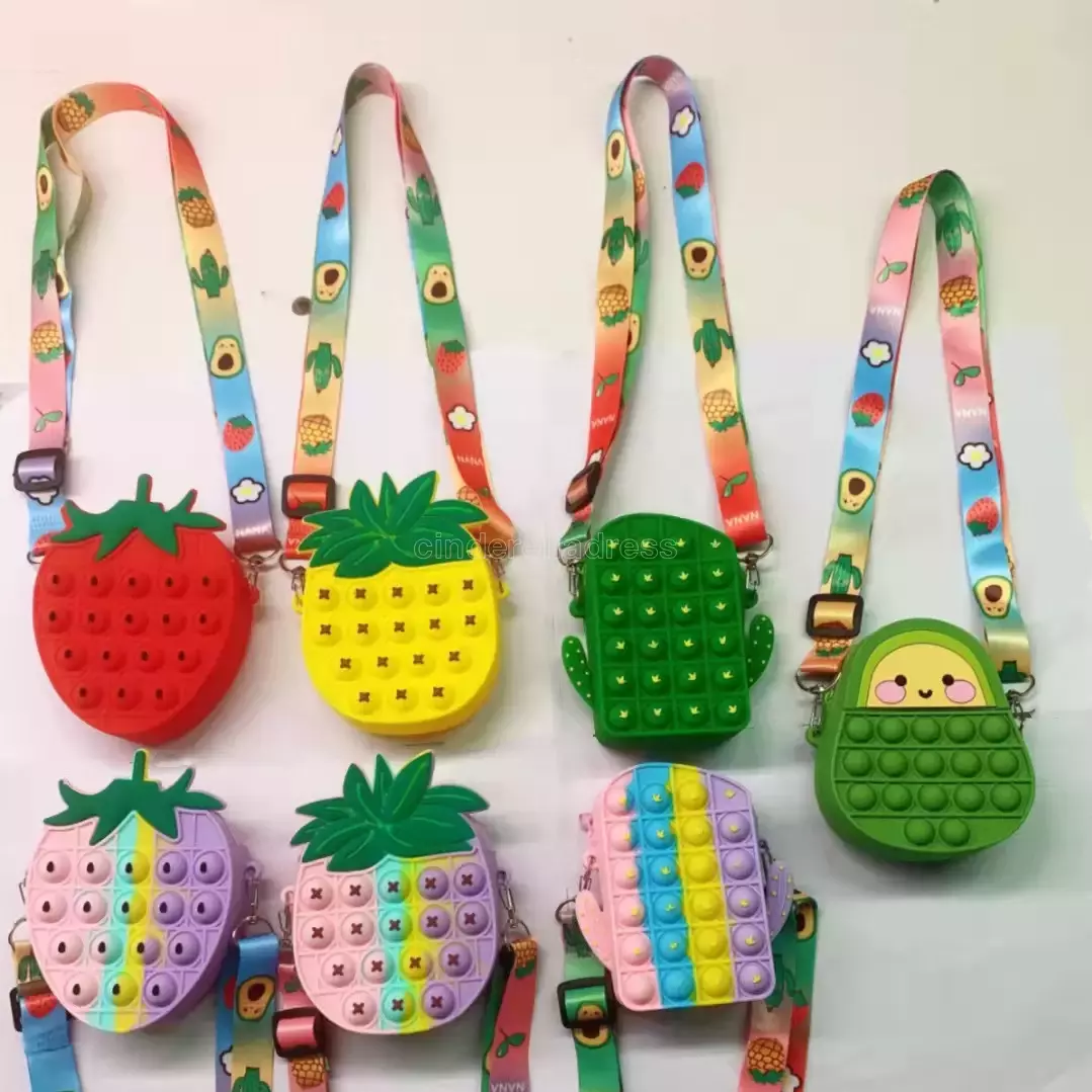 

DHL hot Tiktok Fidget Toys Coins Purse Colorful Push Bubble Sensory Squishy Stress Reliever Autism Needs Anti-stress Rainbow Adult Toy small bags For Children CS17