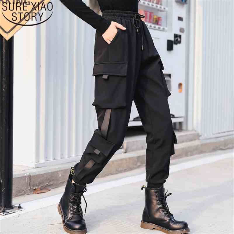 

Spring Streetwear Cargo Pants Women Fashion Black Elastic Joggers Plus Size Female Loose Trousers Casual Harem Pants 210519