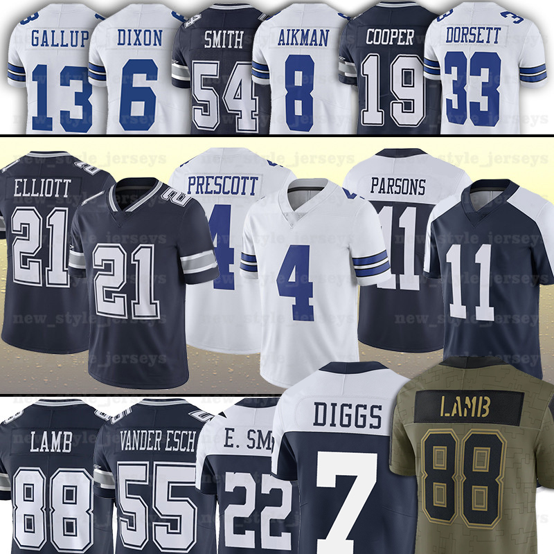 

4 Dak Prescott Football Jerseys Roger Staubach 7 Trevon Diggs 88 CeeDee Lamb Amari Cooper Emmitt Smith 9 Jaylon Smith 11 Micah Parsons Johnnie Dixon Ezekiel Elliott
