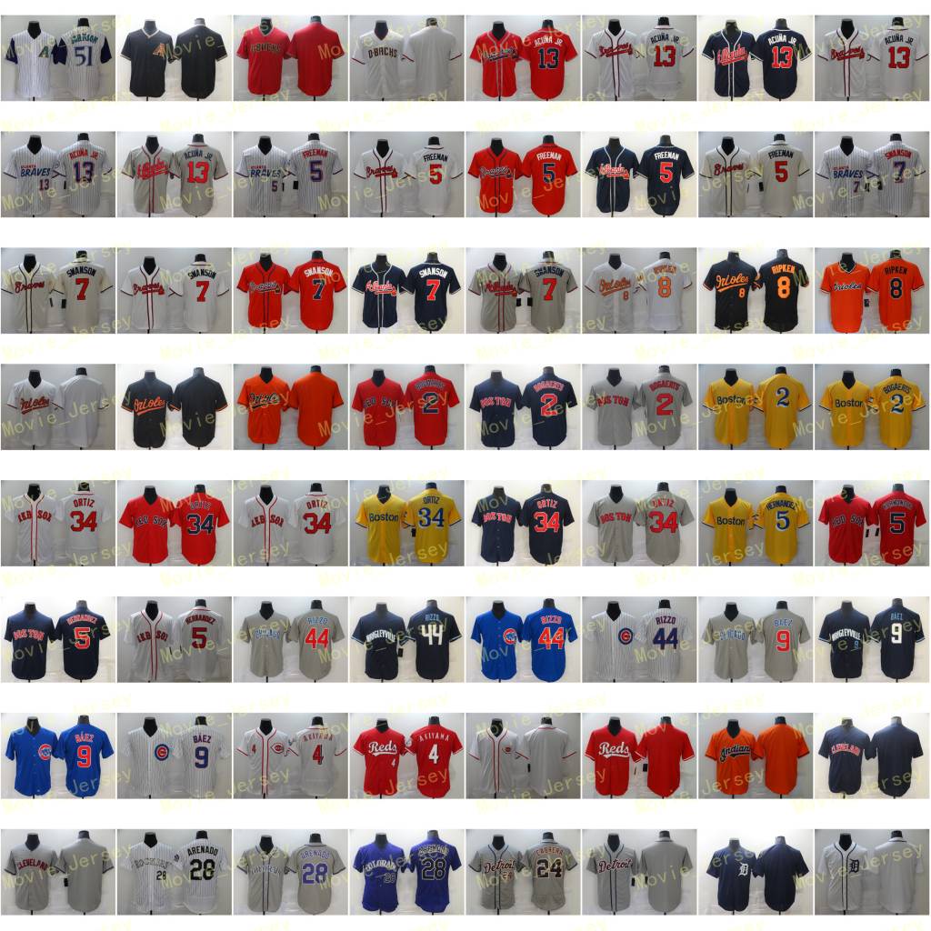 

Freeman Swanson Baseball Jerseys Acuna Jr Ripken Bogaerts Hernandez Ortiz Baez Rizzo Votto Arenado Cabrera Verdugo Martinez Devers Aaron Riley Jones, Men