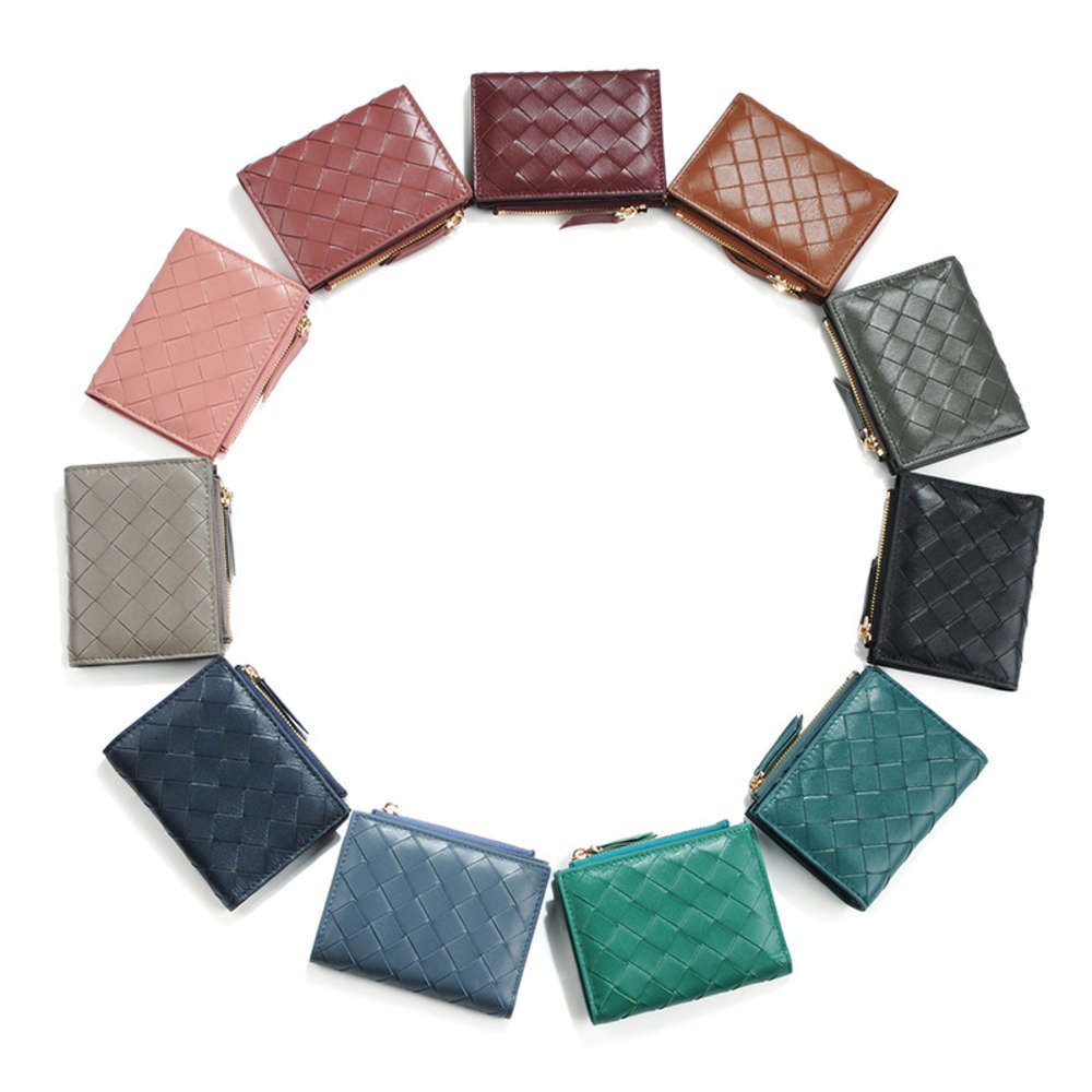 

Wallet 2022 Short Women's Wallet Handmade Leather Braided Clip Fashion Versatile Ultra-thin Net Red