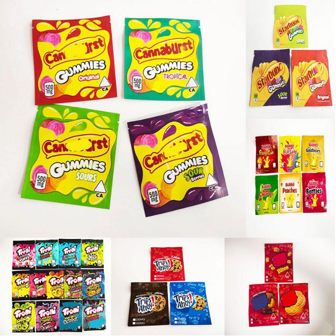 

Cannaburst Gummies Mylar Bags 500mg Empty Tropical Berries y Zipper Pouch Storage Resealable Edibles Packaging Bag SF