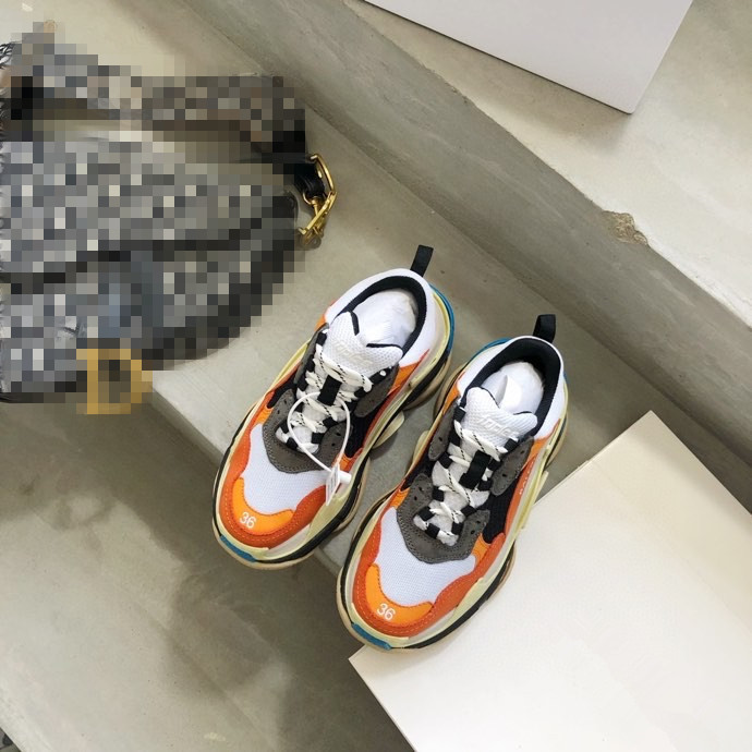 

Crystal Bottom Clear Sole Paris Triple S Shoes 17FW Sneakers Letter Black Platform Retro Ladies Mens Womens Casual Trainers, 16