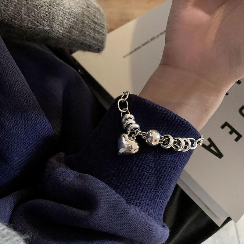 

Bangle YAOLOGE 2021 Love Round Bead Pendant Fashion All-Match Trend Retro Punk Bracelet Ladies Couple Gift Accessories