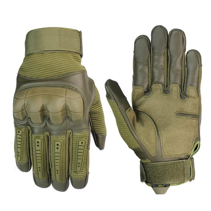

Sports Gloves Outdoor Hiking Mountaineering Motorcycle Army Green Tactical Military Combat Touch Screen Rubber Knuckle Full Finger, Black