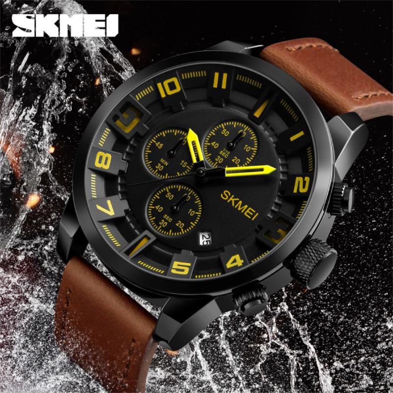 

Wristwatches 2021 Brand Men Sport Watch Leather Mechanical 50M Waterproof Clock Date Men's Wrist Relogio Masculino, Slivery;brown