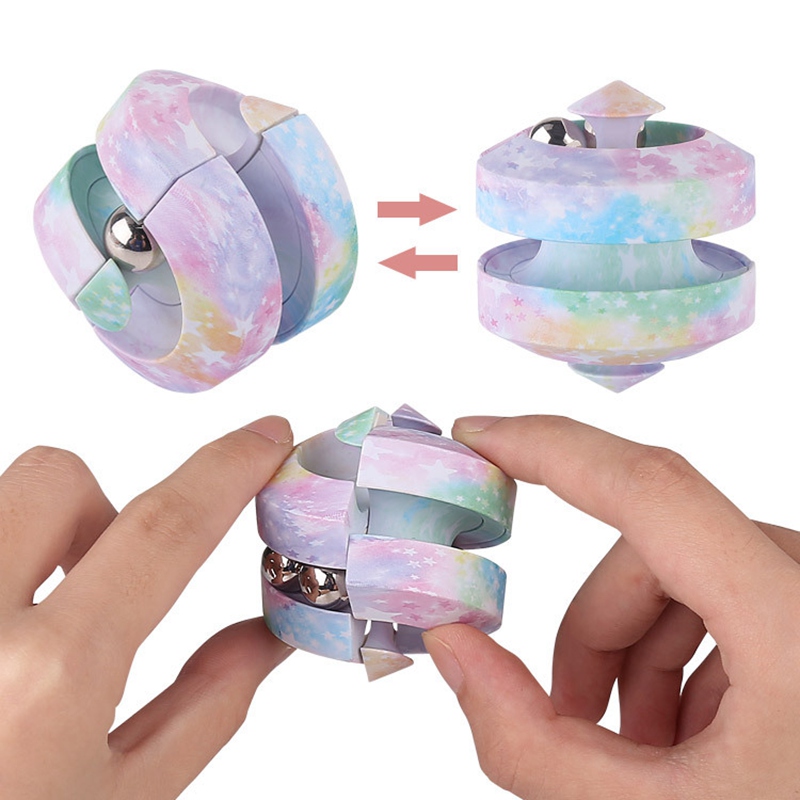 

Stress Relief Toy Cube Rotating Marble Track Metal Bead Orbit Fingertip Infinity Spinner Relieve Fidget Pinball Puzzle Toys for Kids 0628